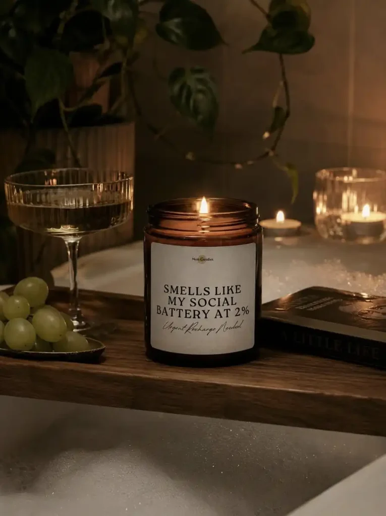 SMELLS LIKE My Social Battery at 2% - Urgent Recharge Needed Candle