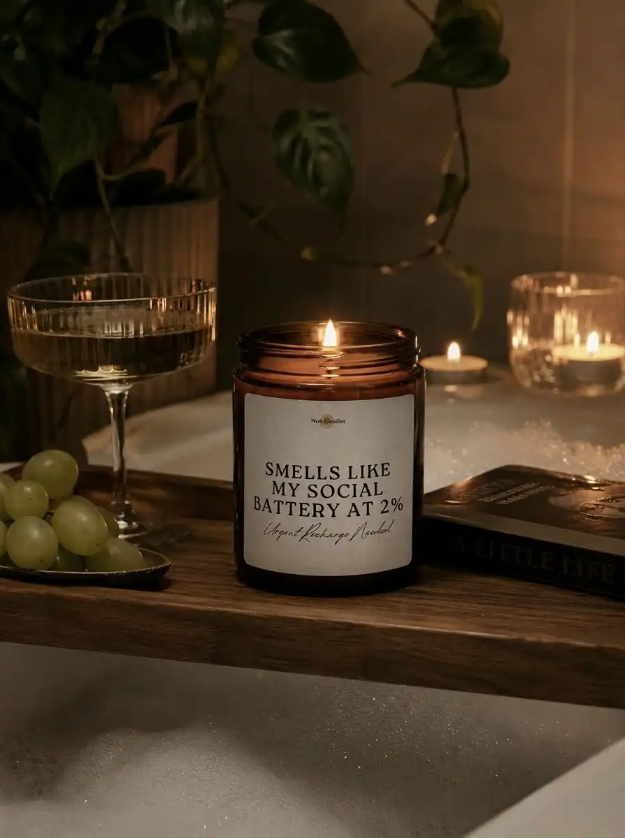 SMELLS LIKE My Social Battery at 2% - Urgent Recharge Needed Candle