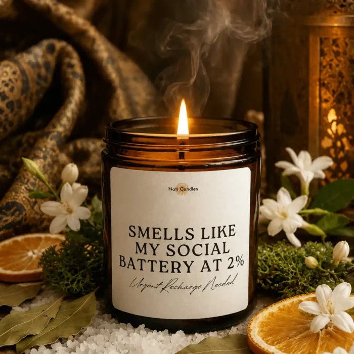 SMELLS LIKE My Social Battery at 2% - Urgent Recharge Needed Candle
