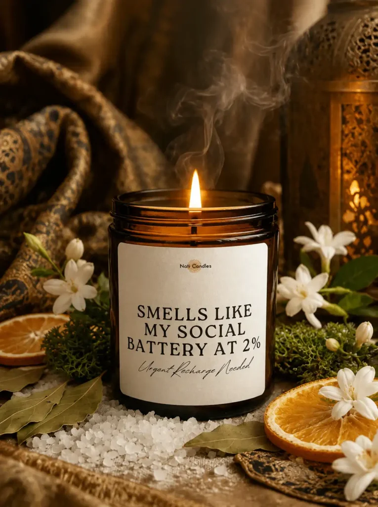 SMELLS LIKE My Social Battery at 2% - Urgent Recharge Needed Candle