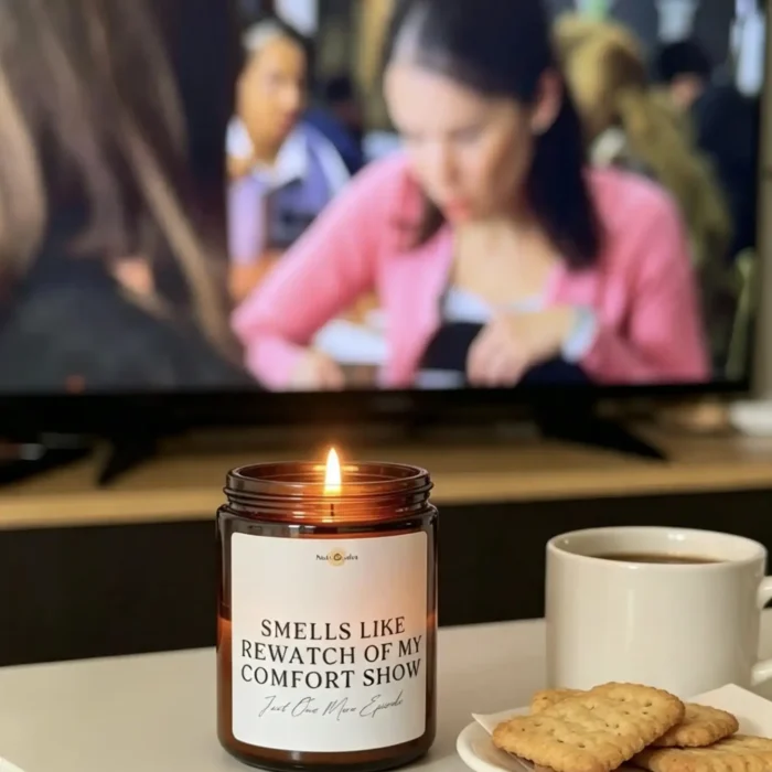 SMELLS LIKE Rewatch of My Comfort Show - Just One More Episode Candle - Image 1